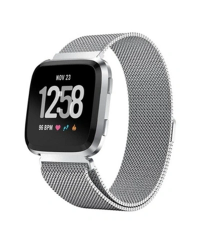Posh Tech Unisex Fitbit Versa Silver-tone Stainless Steel Watch Replacement Band