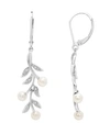 Macy's Cultured Freshwater Pearl (4mm) And Diamond (1/20 Ct. T.w.) Earrings In Sterling Silver In Sterling Silver