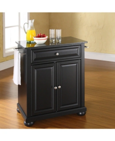 CROSLEY ALEXANDRIA SOLID BLACK GRANITE TOP PORTABLE KITCHEN ISLAND