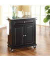 Crosley Solid Granite Top Portable Kitchen Cart Island In Black