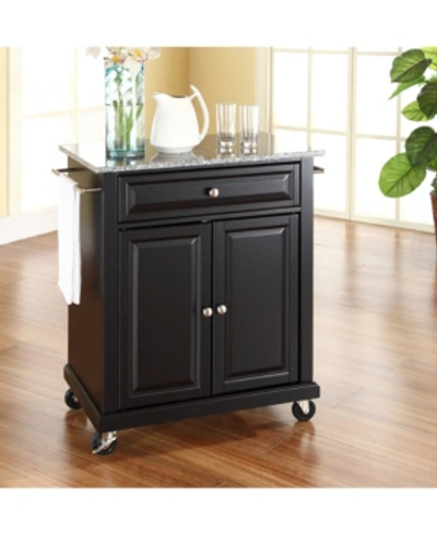 Crosley Solid Granite Top Portable Kitchen Cart Island In Black