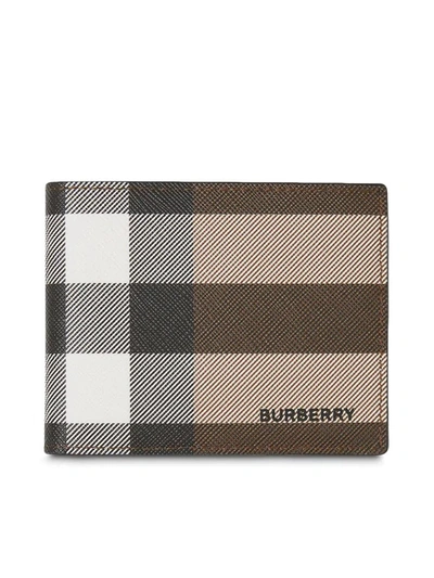 Burberry Check E-canvas International Bifold Wallet In Neutrals