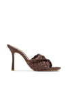 Bottega Veneta Brown Raffia Stretch Heeled Mules In Brown