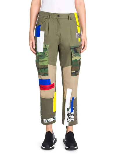 Dolce & Gabbana Women's Camo Patchwork Pants In Army Green