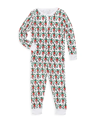 Roller Rabbit Kid's Monkey Mas Two-piece Pajamas In Green