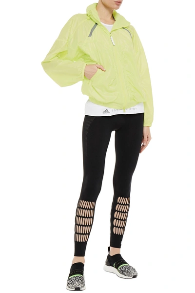 Adidas By Stella Mccartney Ruched Neon Shell Track Jacket In Chartreuse