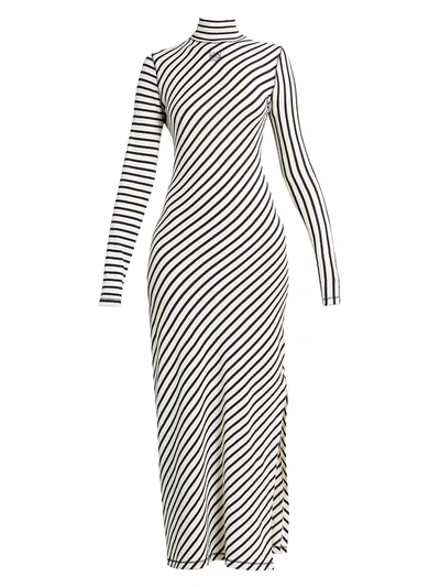 Loewe Women's Multi-stripe Jersey Maxi Dress In Navy White