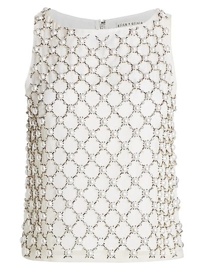 Alice And Olivia Women's Amal Embellished Boxy Tank Top In White