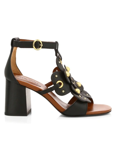 See By Chloé Women's Haya Floral Leather Sandals In Black