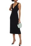 Victoria Beckham Bonded Crepe Midi Dress In Black