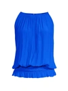 Ramy Brook Lauren Sleeveless Ruched Blouson Top In Electric Blue