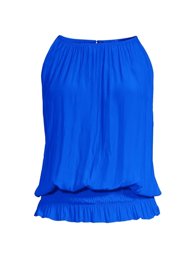 Ramy Brook Lauren Sleeveless Ruched Blouson Top In Electric Blue