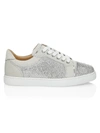 CHRISTIAN LOUBOUTIN VIEIRA CRYSTAL-EMBELLISHED LEATHER SNEAKERS,400012839842
