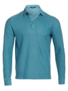 Loro Piana Men's Huckalce Long-sleeve Polo Shirt In Duck Blue