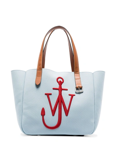 Jw Anderson Belt Embroidered Tote Bag In Blue