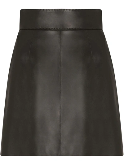 Dolce & Gabbana Leather A-line Miniskirt In Black