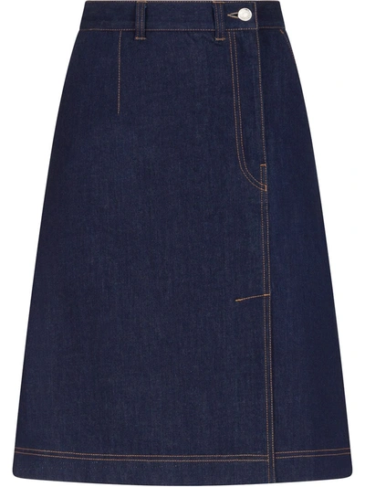 Dolce & Gabbana Deep Blue Denim Midi Skirt
