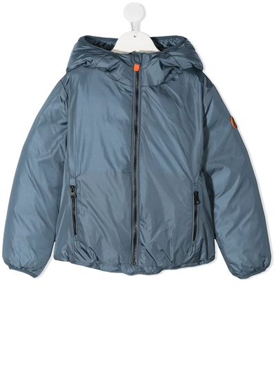 Save The Duck Kids' Padded Hooded Jacket In Blue