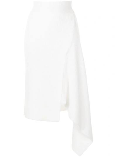 Monse Sliced Ribbed Knit Skirt In White