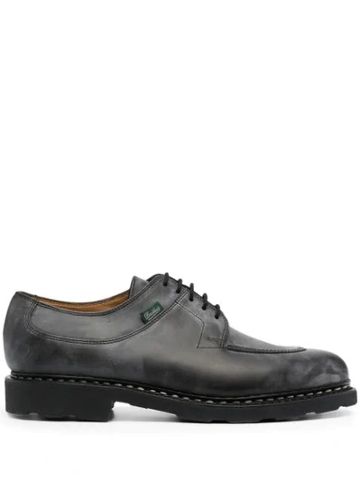Paraboot Distressed Leather Lace-up Shoes In Black