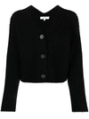 VINCE RIBBED-KNIT CROPPED CARDIGAN