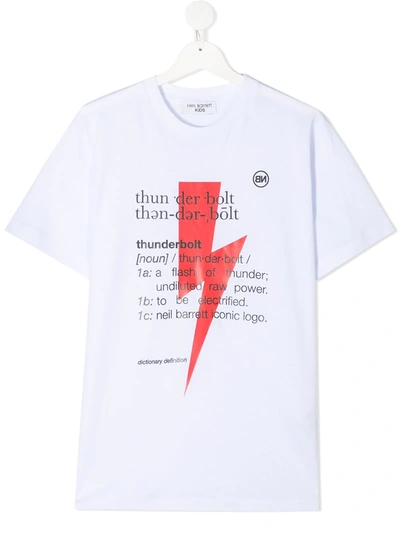 Neil Barrett Teen Lightning Bolt-print T-shirt In White