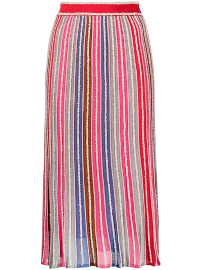 M Missoni Multicolour Striped Knit Midi Skirt In Red