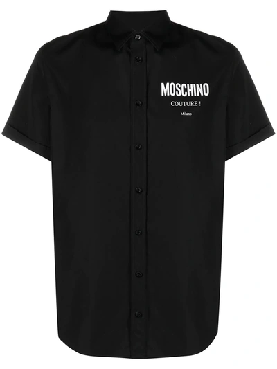 Moschino Logo-print Short-sleeved Shirt In Black