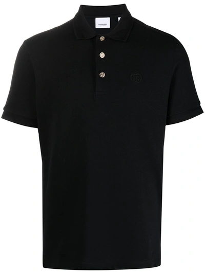 Burberry Embroidered Logo Polo Shirt In Schwarz