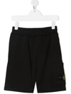 Stone Island Kids' Black Cotton Bermuda Shorts With Logo
