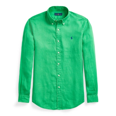 Polo Ralph Lauren Classic Fit Linen Shirt In Golf Green