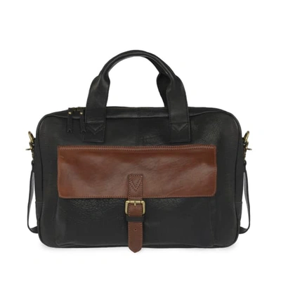 Vida Vida Wandering Soul Black & Tan Leather Laptop Bag
