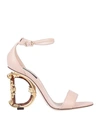 Dolce & Gabbana Logo Open-toed High-heeled Sandals In Pink