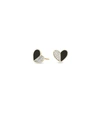 ADINA REYTER Black Ceramic Pave Folded Heart Posts in Yellow Gold