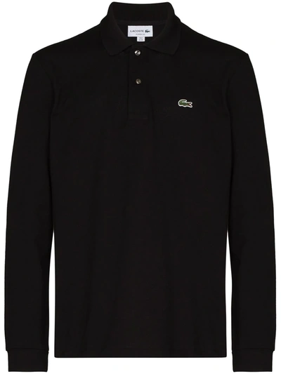 Lacoste Classic Fit Long-sleeve Pique Polo Shirt In Black