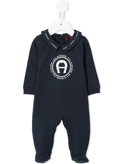 Aigner Peter Pan Collar Babygrow In 蓝色