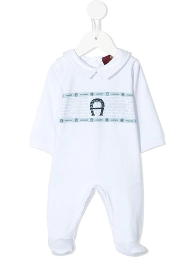 Aigner Peter Pan Collar Babygrow In 白色