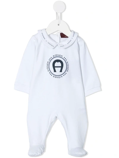 Aigner Peter Pan Collar Babygrow In 白色