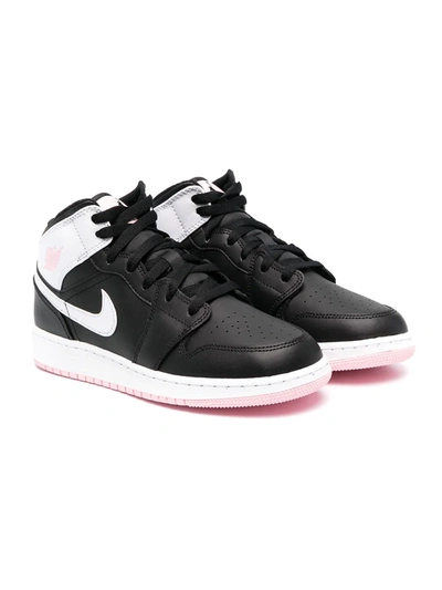 Nike Teen Air Jordan 1 Mid Trainers In Black