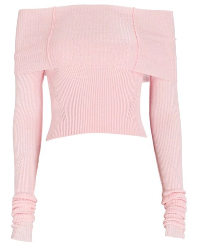 Anna October Women's Anechka Ribbed-knit Off-the-shoulder Top In Pink
