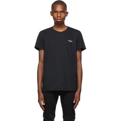 Balmain T-shirt With Flocked Logo To The Chest In Black