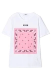 Msgm Teen Paisley-print Cotton T-shirt In Bianco-rosa