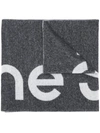 Acne Studios Grey And White Toronty Logo Scarf In Nero