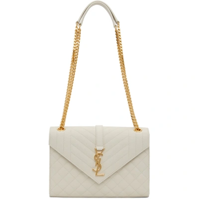 Saint Laurent Off-white Medium Envelope Bag In 9207 White