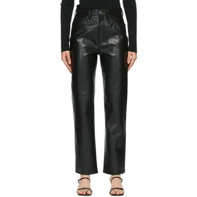 Agolde Black Leather 90's Pinch Waist Trousers In Detox