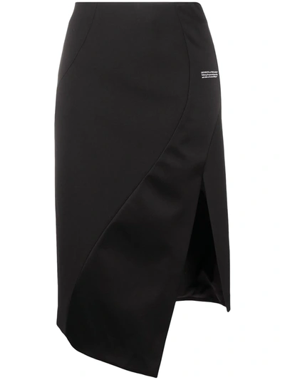Off-white Asymmetric-hem Logo-print Skirt In Black