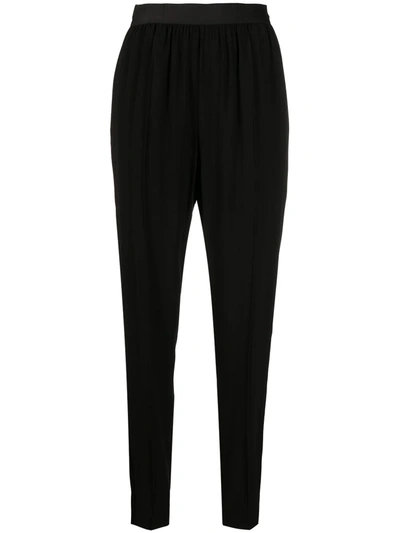 Maison Margiela Elasticated Waistband Tapered Trousers In Black