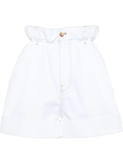 Miu Miu Drill Paper Bag Shorts In White