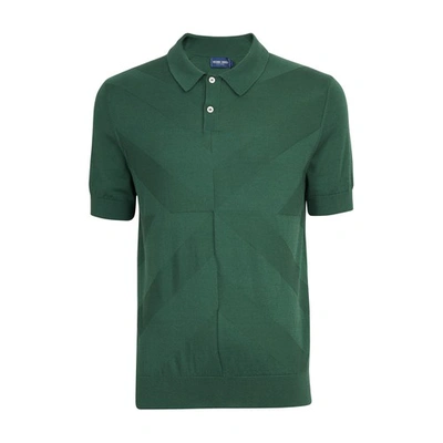 Frescobol Carioca Francisco Cotton And Silk-blend Jacquard Polo Shirt In Aegean Green