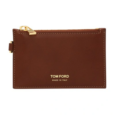 Tom Ford Neck-strap Wallet In Cuoio